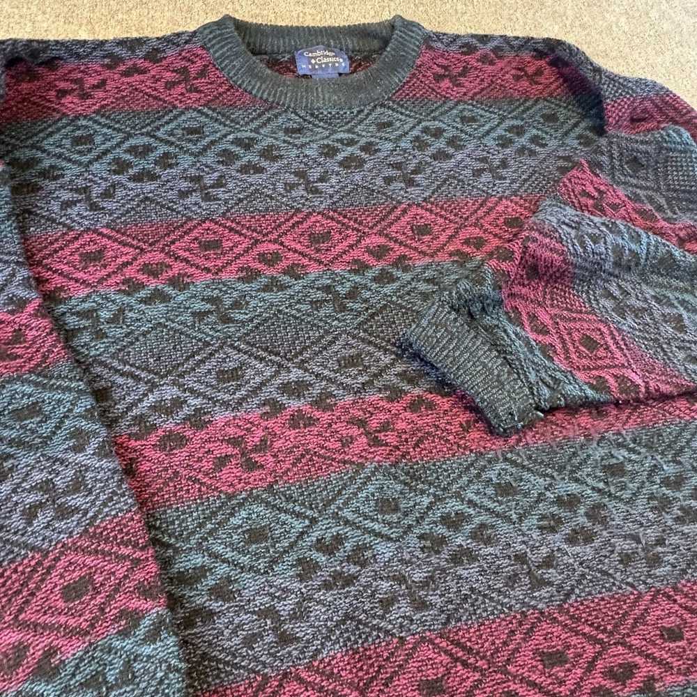Vtg 90s Coogi Style Heavy Knit Sweater Mens XL‎ Cambridge Classics Pullover